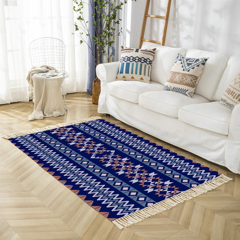 Stijlvol beige Boheems Area Trug Polyester Americana Patroon Tapijt Fringe Indoor Tapijt voor woonkamer