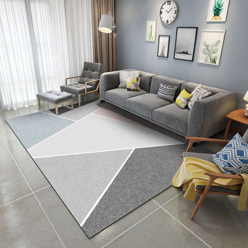 Geometric Indoor Rug Patchwork Casual Area Rug Polyester Anti-Slip Carpet for Living Room