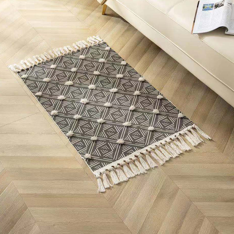 Fancy Beige Bohemian Teppich Polyester Americana Muster Area Teppich Rand Teppich für die Heimdekoration