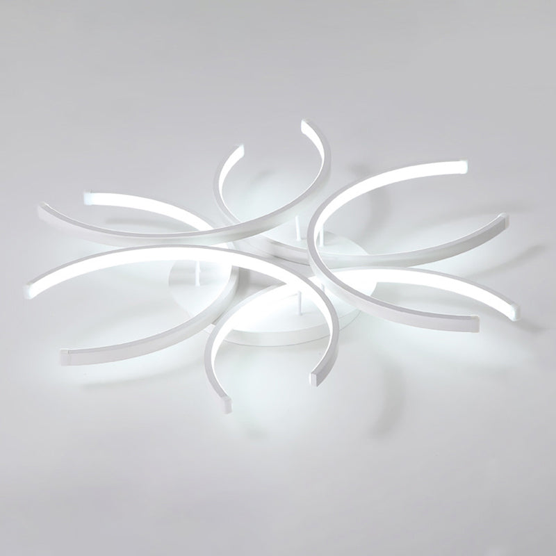 White Sputnik Flush Mount Ceiling Light Modern Aluminum Flush Light for Living Room