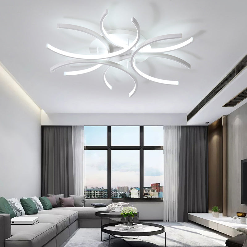 White Sputnik Flush Mount Ceiling Light Modern Aluminum Flush Light for Living Room
