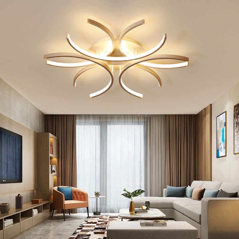 White Sputnik Flush Mount Ceiling Light Modern Aluminum Flush Light for Living Room