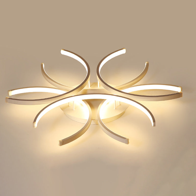 White Sputnik Flush Mount Ceiling Light Modern Aluminum Flush Light for Living Room