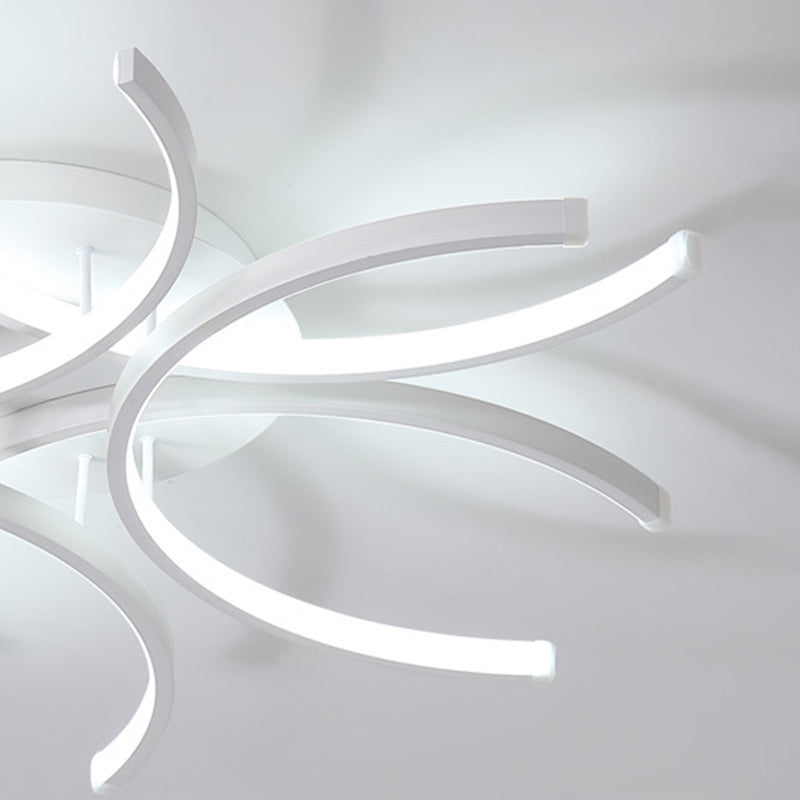 White Sputnik Flush Mount Ceiling Light Modern Aluminum Flush Light for Living Room