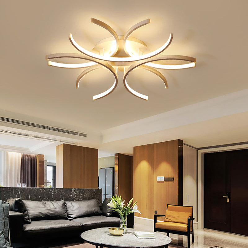 White Sputnik Flush Mount Ceiling Light Modern Aluminum Flush Light for Living Room