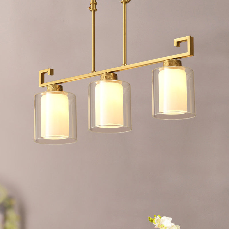 Cilinder Island Lighting Glass Contemporary Simplicity Fishting a sospensione per il ristorante