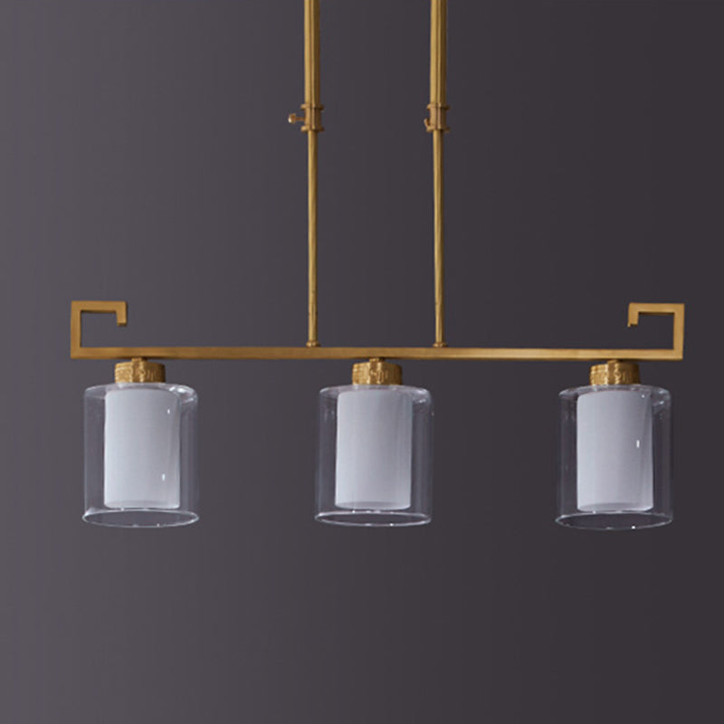 Cilinder Island Lighting Glass Contemporary Simplicity Fishting a sospensione per il ristorante