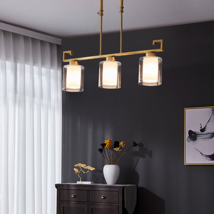 Cilinder Island Lighting Glass Contemporary Simplicity Fishting a sospensione per il ristorante