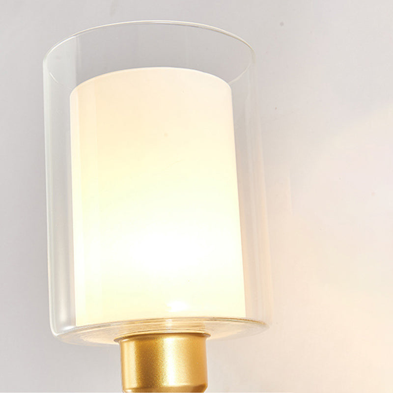 Glass Gold Wall Lamp in Modern Luxury Style Wrought Iron Wall Sconce for Bedroom