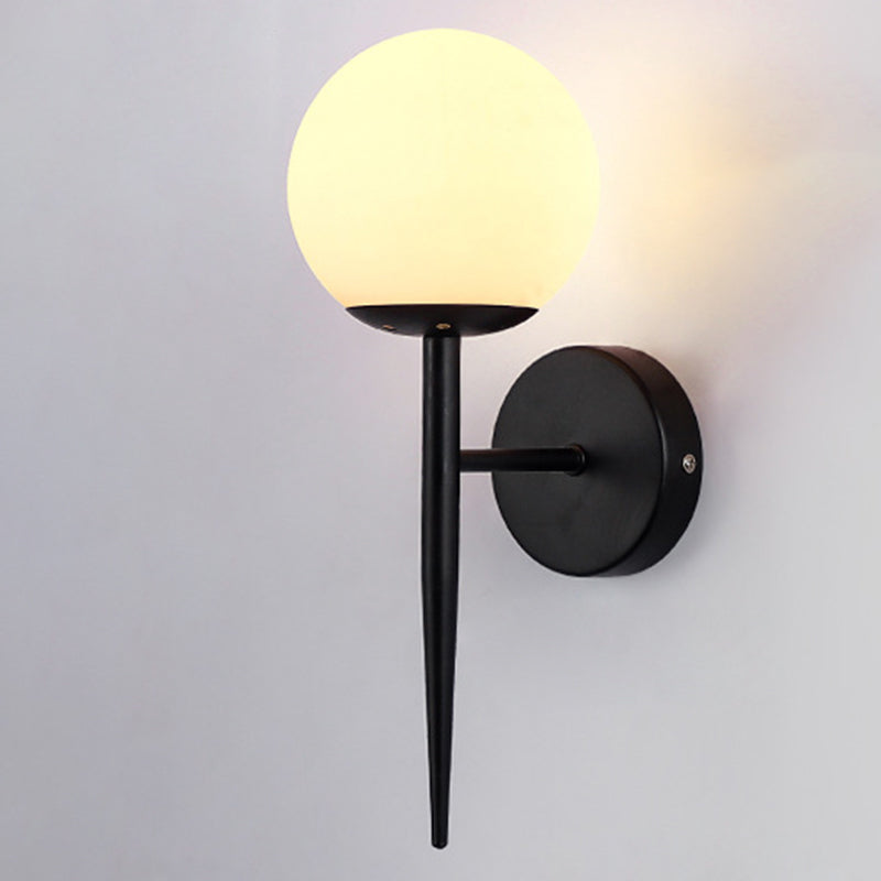 Wrought Iron Wall Lamp in Modern Luxury Style Globe Glass Wall Sconce for Interior Spaces