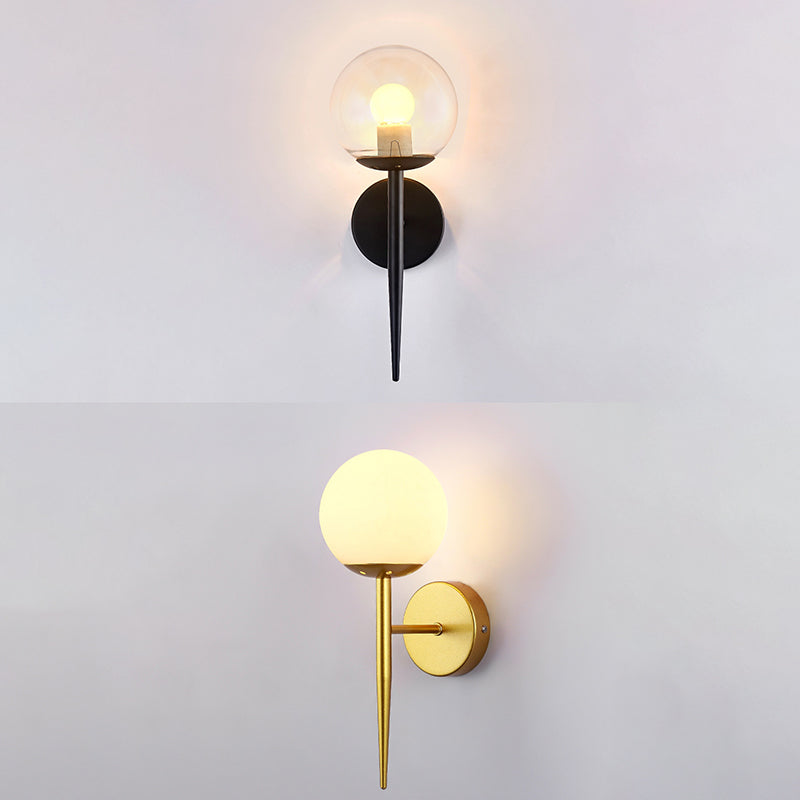 Wrought Iron Wall Lamp in Modern Luxury Style Globe Glass Wall Sconce for Interior Spaces