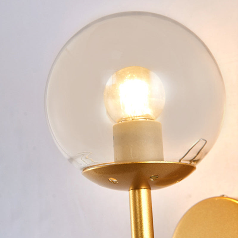 Wrought Iron Wall Lamp in Modern Luxury Style Globe Glass Wall Sconce for Interior Spaces