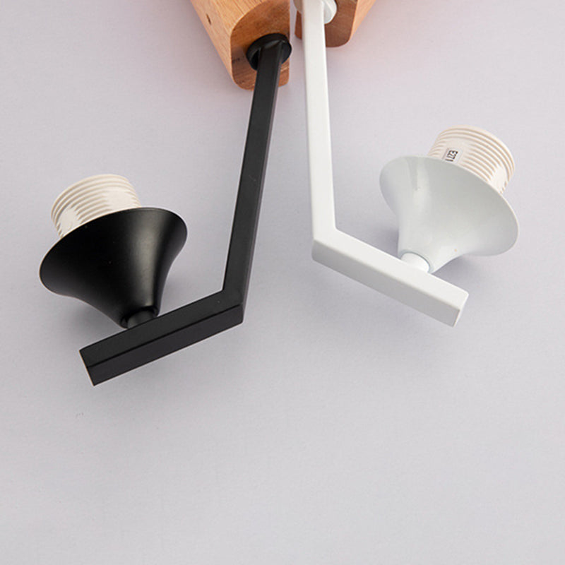 Modern Creative Dome Wall Lamp Wooden 1-Light Wall Sconce with White Glass Shade