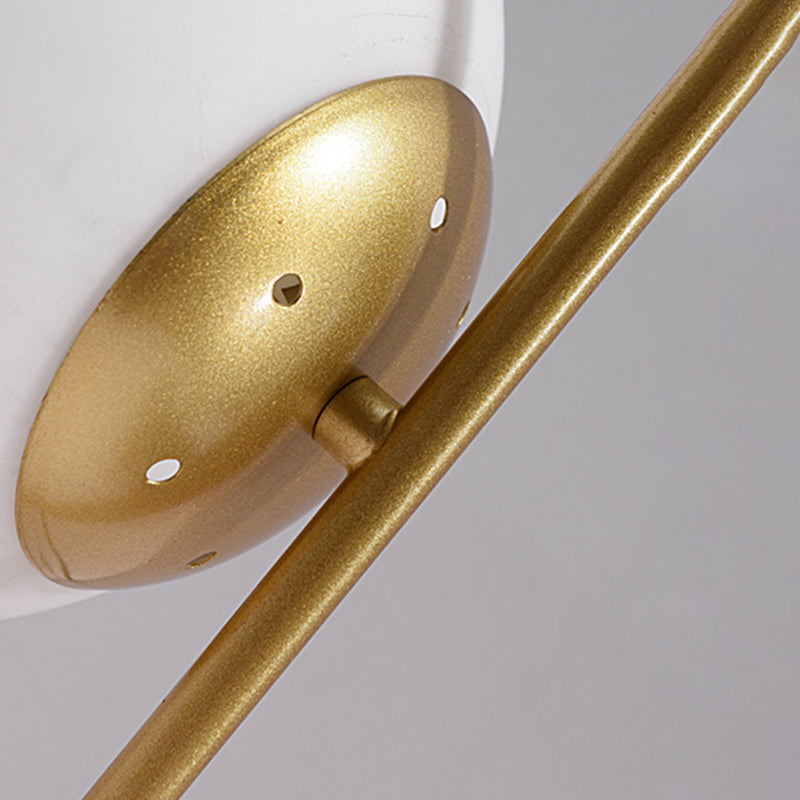 Opaline Glass Ball Night Lamp Nordic 1-Light Gold Table Light with Metal Rod Stand