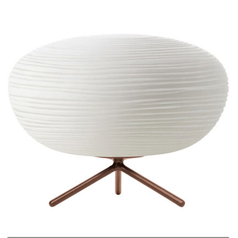 Lampe de table en forme de coco-coco en verre nerveux blanc nervuré 1-Light Bedroom Night Light avec trépied