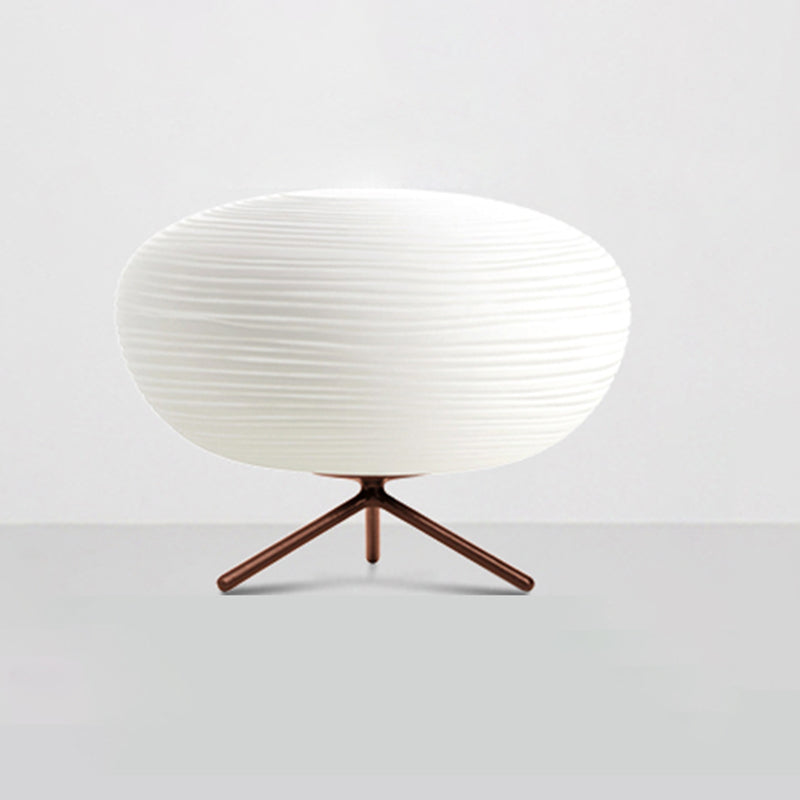 Lampe de table en forme de coco-coco en verre nerveux blanc nervuré 1-Light Bedroom Night Light avec trépied