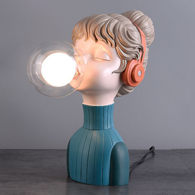 Resin Headphone Girl Tablette de chevet clair