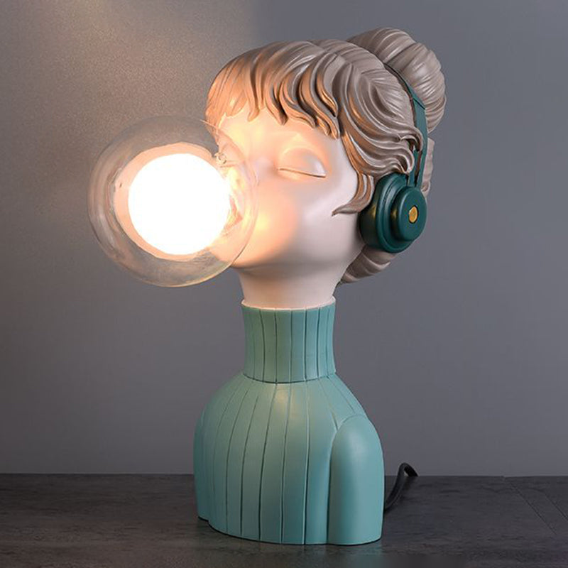 Resin Headphone Girl Tablette de chevet clair