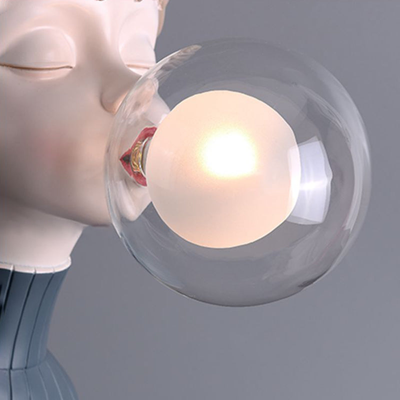 Resin Headphone Girl Tablette de chevet clair