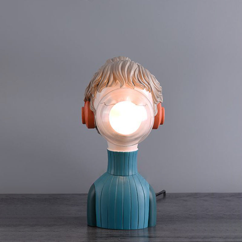 Resin Headphone Girl Tablette de chevet clair