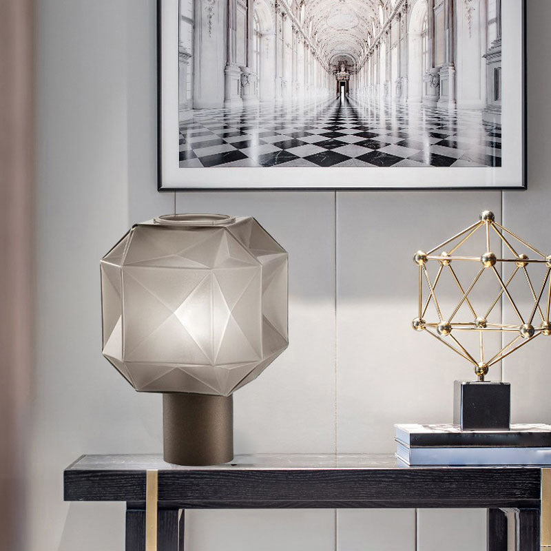 Lampe de table de rhombus postmoderne fumée de verre gris 1 tête de vie