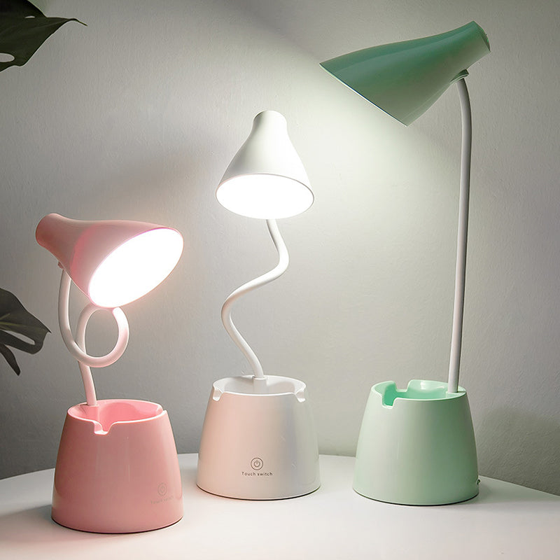 Salle d'étude LED LED LICTER MACARON LAVIRE DE TABLE RECHARGÉable avec une teinte en plastique conique