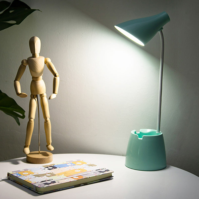Salle d'étude LED LED LICTER MACARON LAVIRE DE TABLE RECHARGÉable avec une teinte en plastique conique