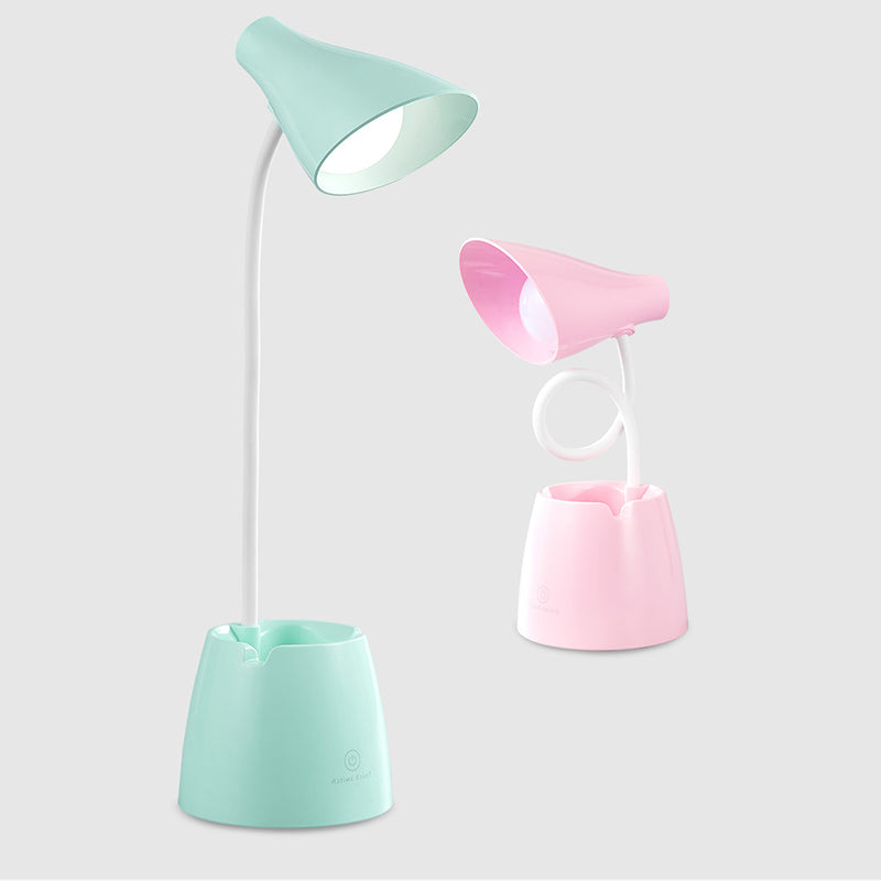 Salle d'étude LED LED LICTER MACARON LAVIRE DE TABLE RECHARGÉable avec une teinte en plastique conique