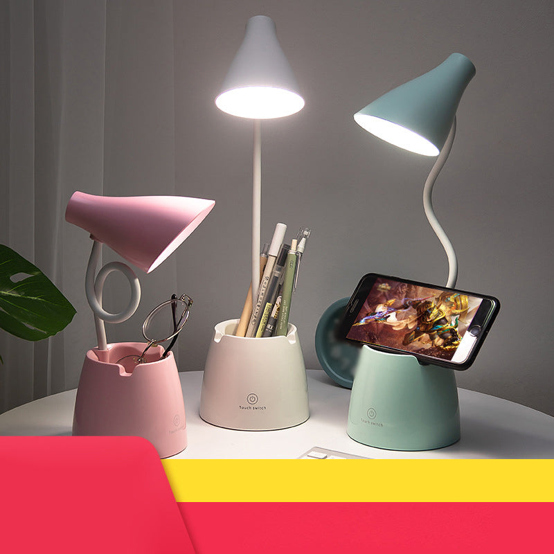 Salle d'étude LED LED LICTER MACARON LAVIRE DE TABLE RECHARGÉable avec une teinte en plastique conique
