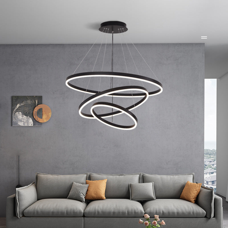 New Modern Black Tiered Chandelier Light Fixtures Aluminum LED Hanging Lamp for Living Room