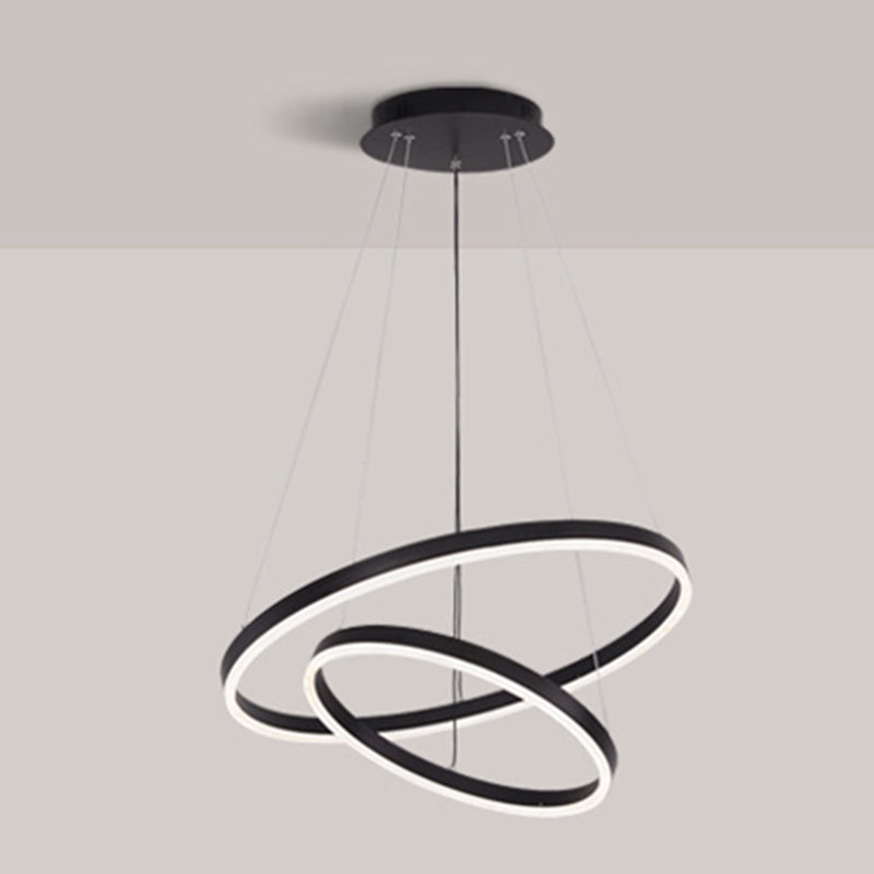 New Modern Black Tiered Chandelier Light Fixtures Aluminum LED Hanging Lamp for Living Room