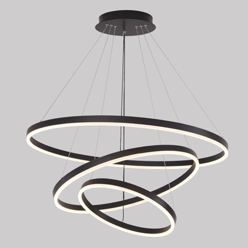 New Modern Black Tiered Chandelier Light Fixtures Aluminum LED Hanging Lamp for Living Room