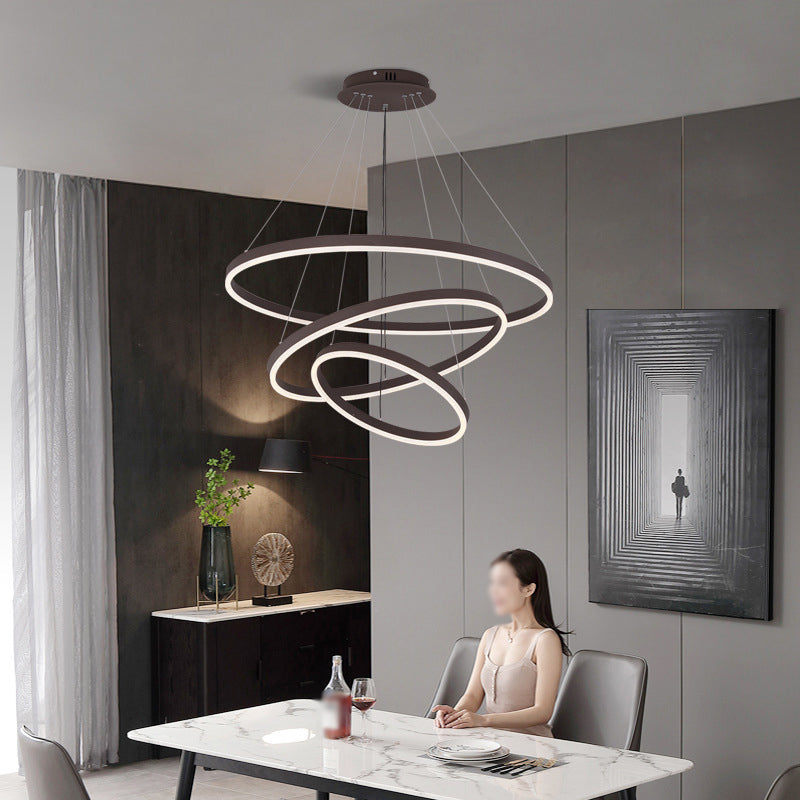 New Modern Black Tiered Chandelier Light Fixtures Aluminum LED Hanging Lamp for Living Room