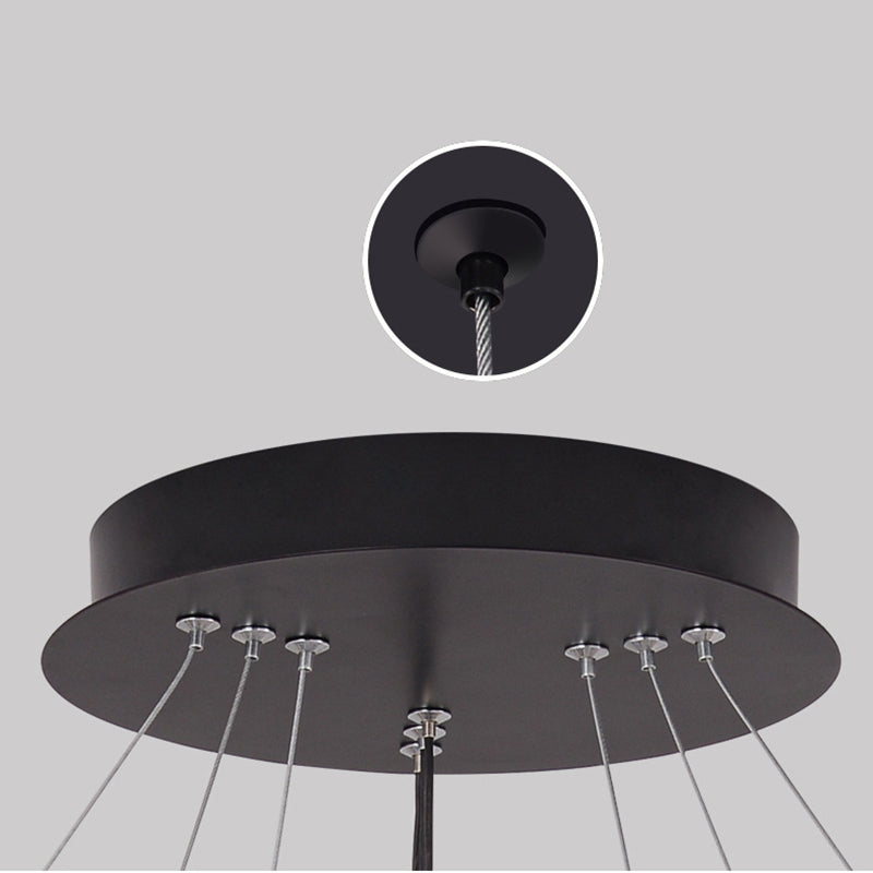 New Modern Black Tiered Chandelier Light Fixtures Aluminum LED Hanging Lamp for Living Room