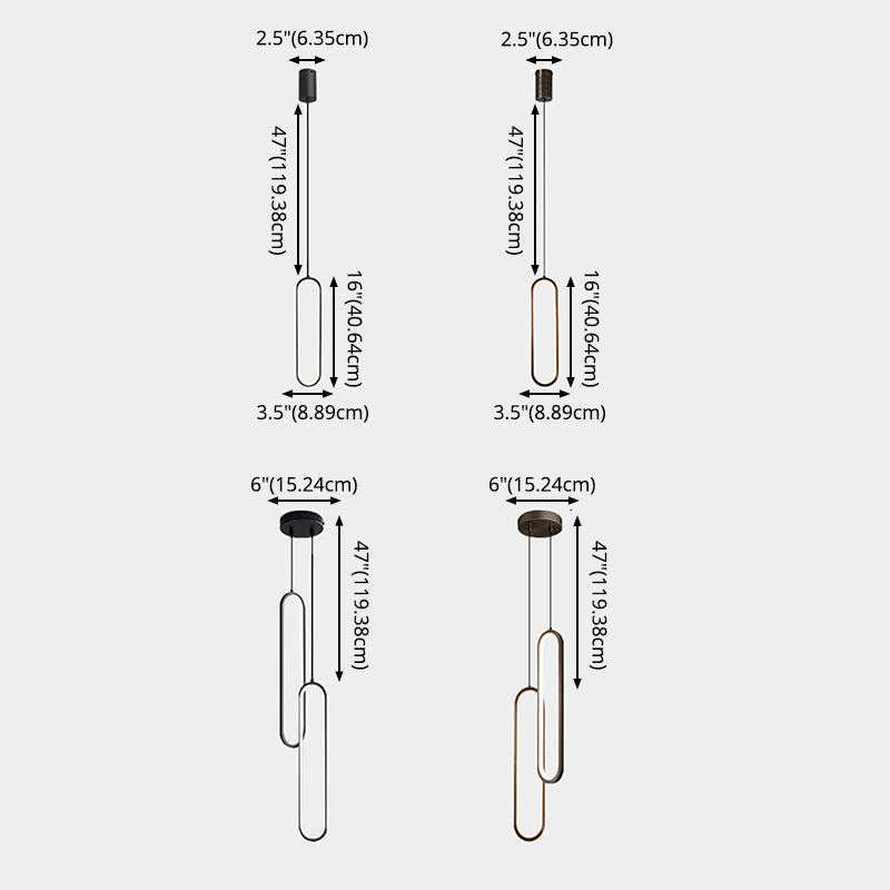 Simplicità moderna Sospensione ovale Sospensione Lampada acrilica Apparecchiatura per il ristorante