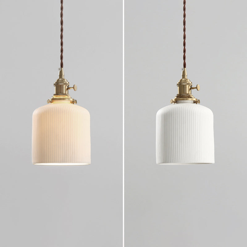 Ceramic Industrial Pendant Light 1-Light Hanging Ceiling Light for Bedroom