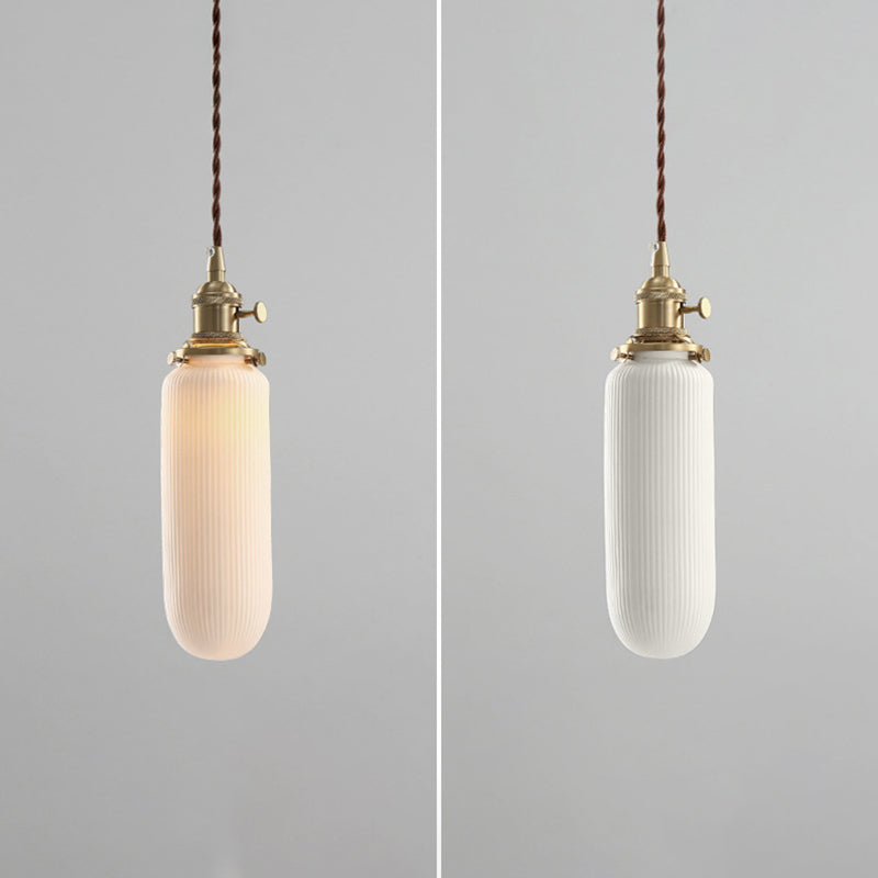 Ceramic Industrial Pendant Light 1-Light Hanging Ceiling Light for Bedroom