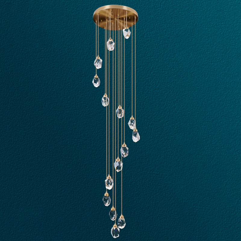 Crystal Gold Pendant Light Geometrisch hedendaags plafondlicht voor traphelft