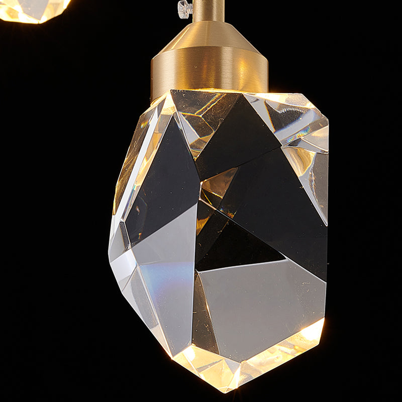 Crystal Gold Pendant Light Geometric Contemporary Ceiling Light for Stair Half