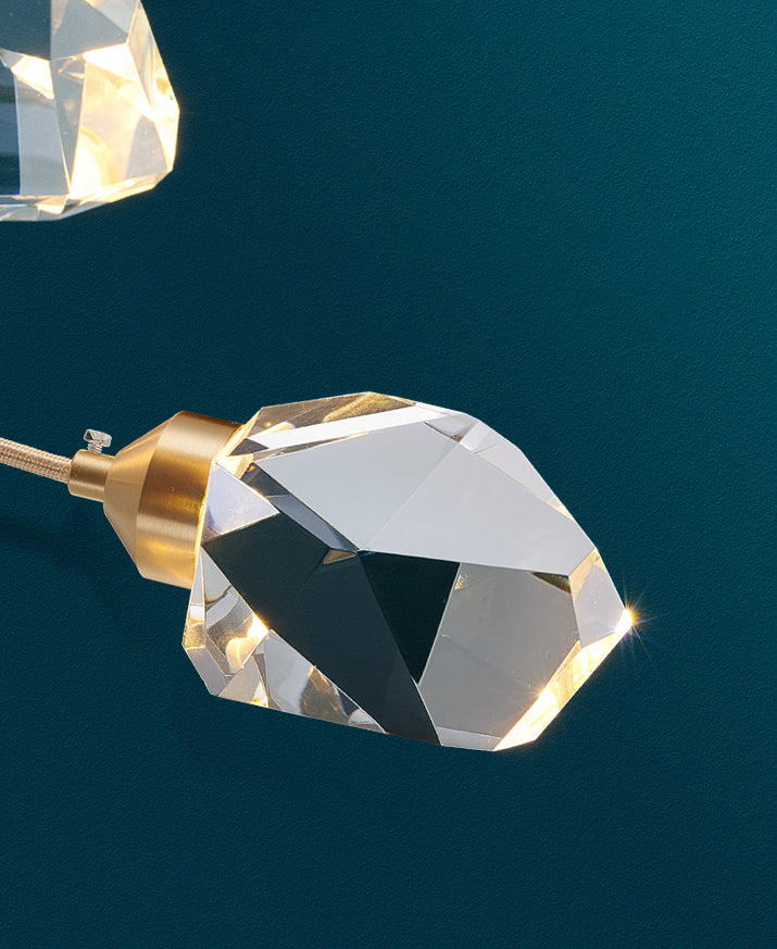 Crystal Gold Pendant Light Geometric Contemporary Ceiling Light for Stair Half