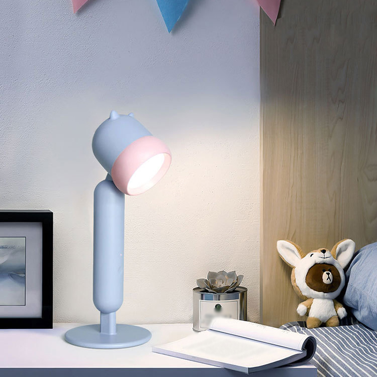 Macaron Swivel Shade Reading Book Light Plastic 1 Head Bedroom Table Lamp with USB Cord