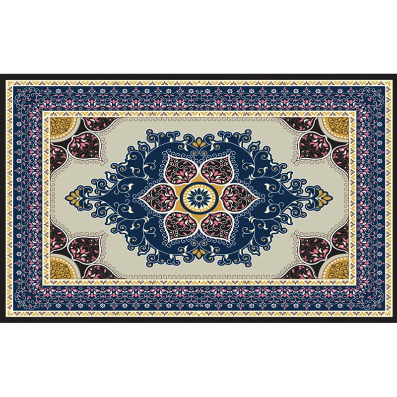 Alfombra clásica de color oscuro poliéster alfombra de estampado floral alfombra antideslizante para decoración del hogar