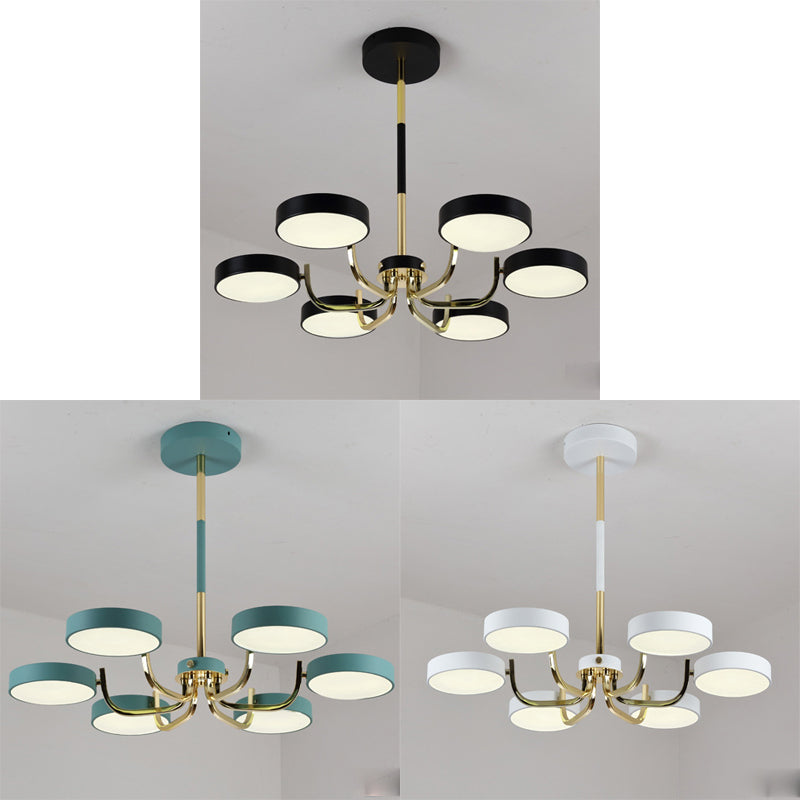 Scandinave Round Hanging Chandelier acrylique 6 lumières suspendues suspendus pour le salon