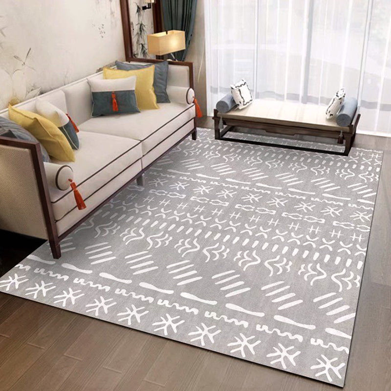 Multicolor Tribal Print Rug Polyester Shabby Chic Carpet Non-Slip Backing Indoor Rug for Home Decor