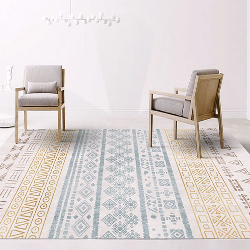 Multicolor Tribal Print Rug Polyester Shabby Chic Carpet Non-Slip Backing Indoor Rug for Home Decor