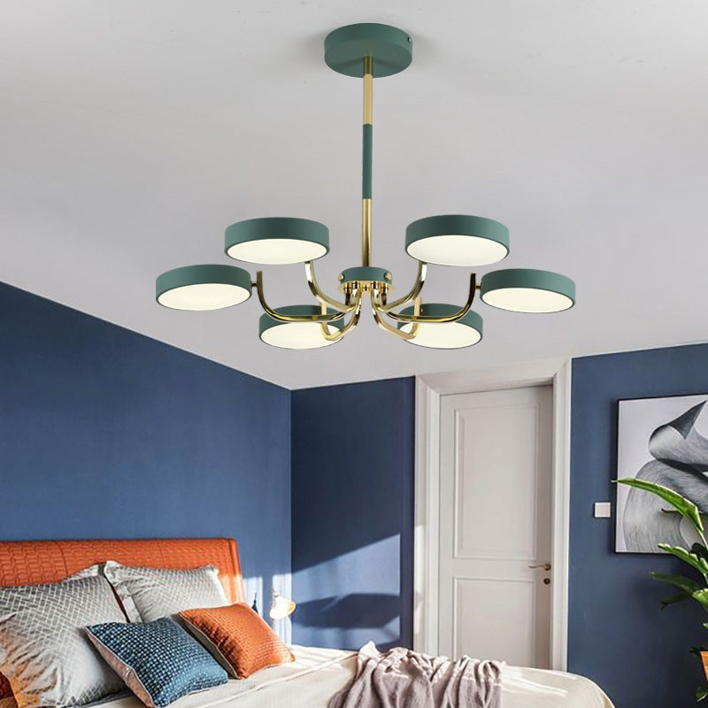 Scandinave Round Hanging Chandelier acrylique 6 lumières suspendues suspendus pour le salon