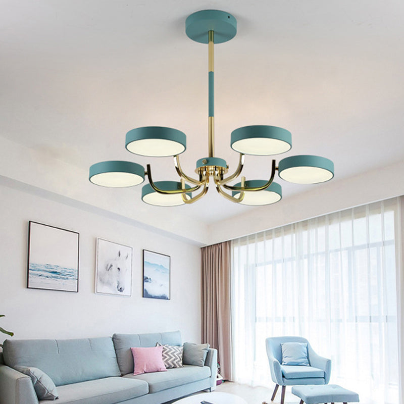 Scandinave Round Hanging Chandelier acrylique 6 lumières suspendues suspendus pour le salon