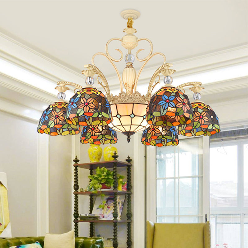 Éclairage de lustre floral méditerranéen 6/9/11 LUMILES TOZÉE MOTEUR PRENDANT LUMIN