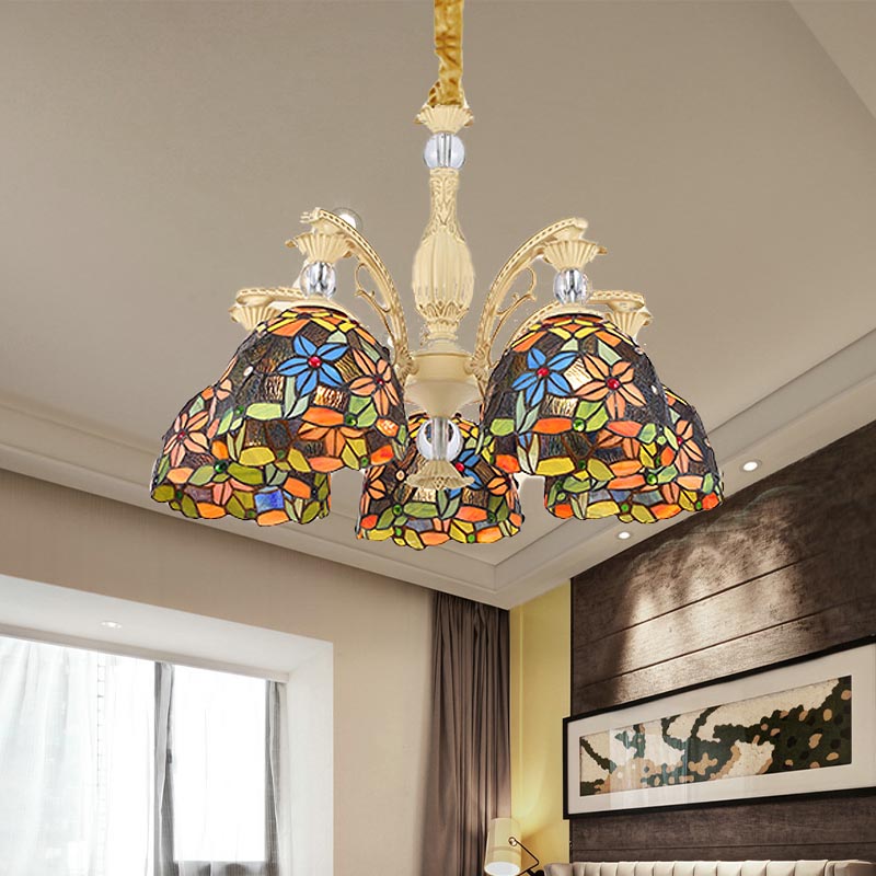 Éclairage de lustre floral méditerranéen 6/9/11 LUMILES TOZÉE MOTEUR PRENDANT LUMIN