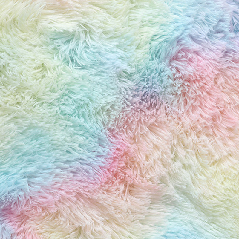Minimalist Living Room Rug Simple Tie Dye Print Carpet Polyester Shag Rug with Non-Slip Backing